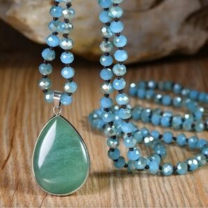 New 30in Green Adventurine Beaded Necklace